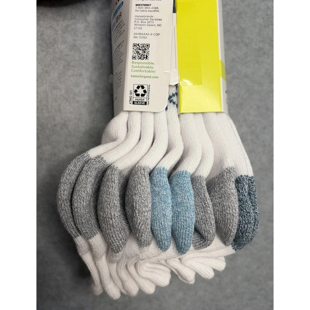 Hanes Boys' Absolute Active Crew Socks - 5 Pack, White L 3-9